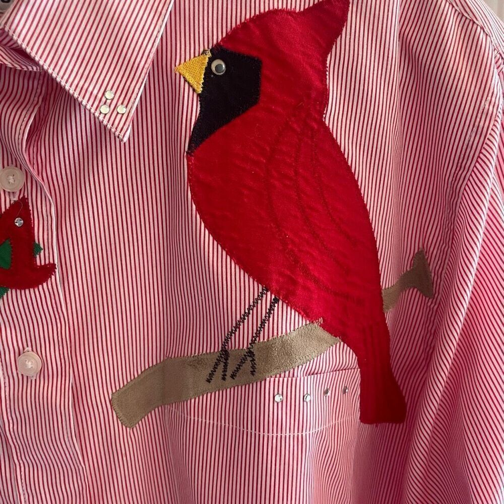 St Louis Cardinals Baseball Custom Button Up Shirt Blouse Top Women’s Sz XL 18 - Picture 3 of 6